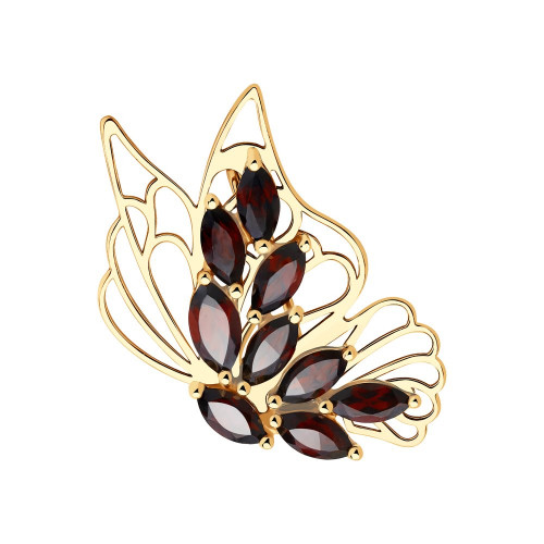 Брошь из золота с гранатом