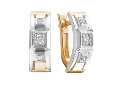 Золотые cерьги классические с бриллиантом