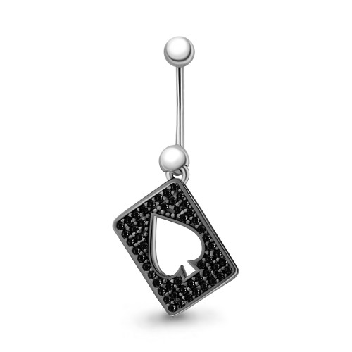 Серьга д/пирсинга из серебра с кристаллом