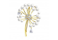 Брошь из желтого золота с жемчугом