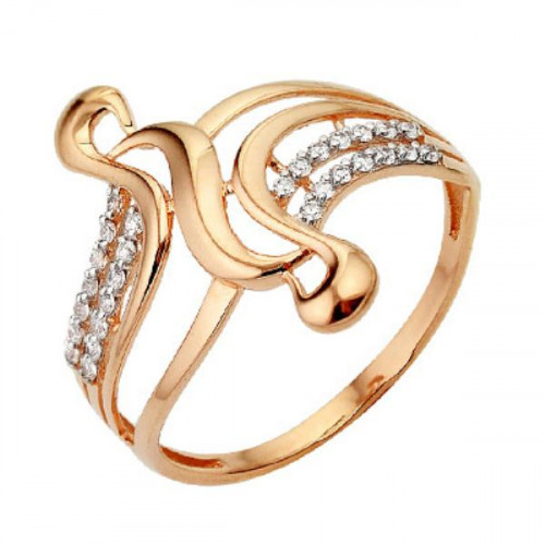 Кольцо из красного золота 585 пробы с фианитом