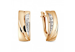Золотые cерьги классические с фианитом