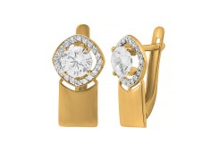 Золотые cерьги классические с фианитом