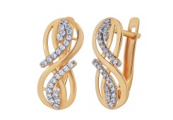 Золотые cерьги классические с фианитом