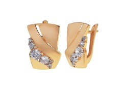 Золотые cерьги классические с фианитом