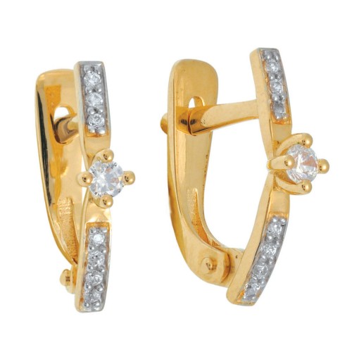 Золотые cерьги с фианитом