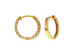 Золотые cерьги классические с фианитом