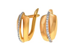 Золотые cерьги классические с фианитом