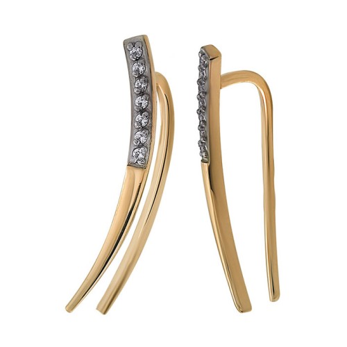 Золотые cерьги классические с фианитом