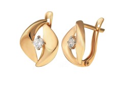 Золотые cерьги классические с фианитом