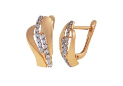 Золотые cерьги классические с фианитом
