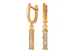 Золотые cерьги висячие с фианитом
