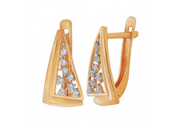 Золотые cерьги классические с фианитом