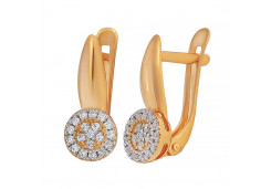 Золотые cерьги классические с фианитом