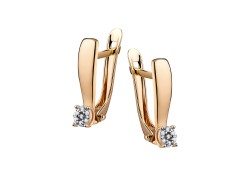 Золотые cерьги классические с бриллиантом