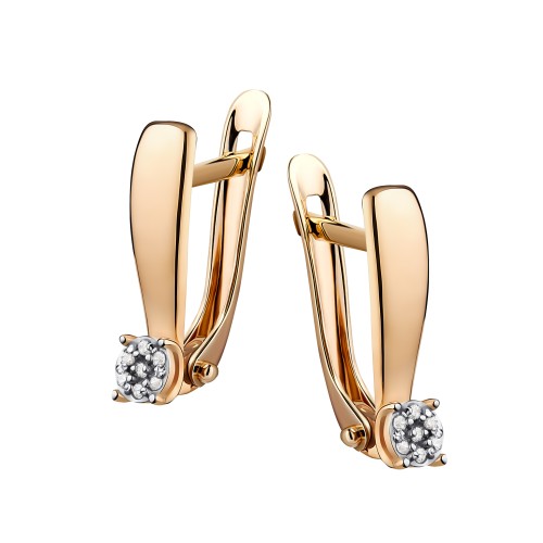 Золотые cерьги классические с бриллиантом