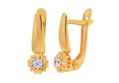 Золотые cерьги с фианитом