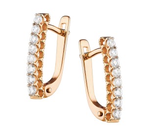 Золотые cерьги с бриллиантом