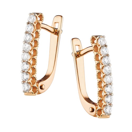 Золотые cерьги с бриллиантом