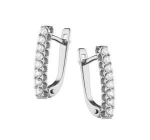 Серьги из белого золота с бриллиантом