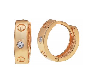 Золотые cерьги классические с фианитом