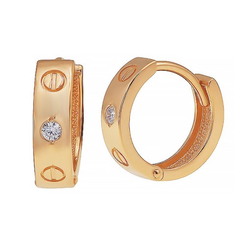 Золотые cерьги классические с фианитом