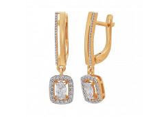 Золотые cерьги висячие с фианитом