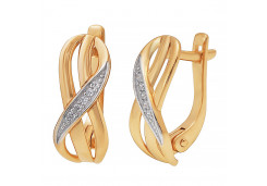 Золотые cерьги классические с фианитом