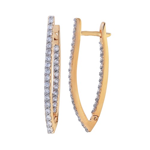 Золотые cерьги с фианитом