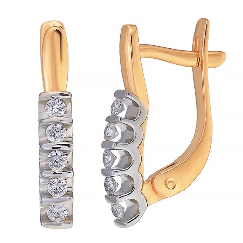 Золотые cерьги с бриллиантом