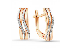 Золотые cерьги классические с фианитом