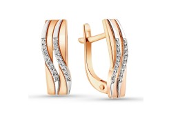 Золотые cерьги классические с фианитом