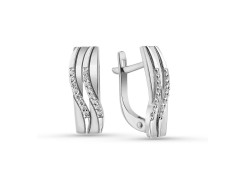 Серьги классические из белого золота с бриллиантом