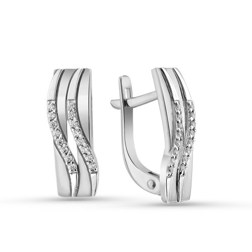 Серьги классические из белого золота с бриллиантом