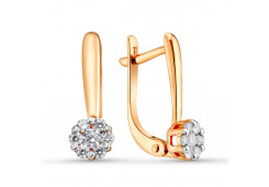 Золотые cерьги классические с фианитом