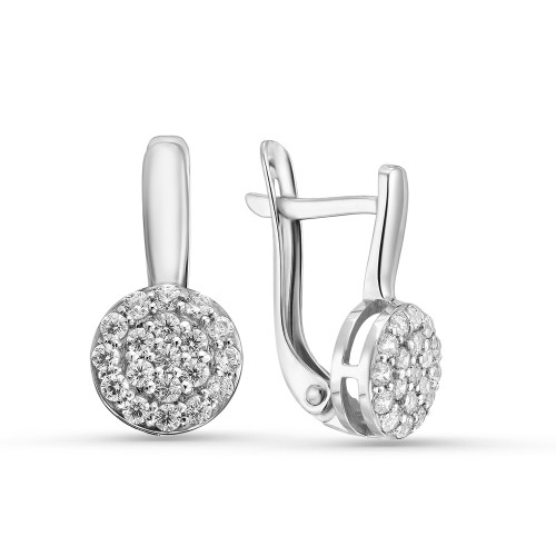 Серьги классические из белого золота с бриллиантом