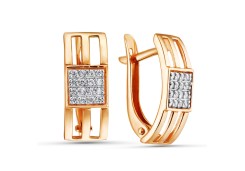 Золотые cерьги классические с фианитом