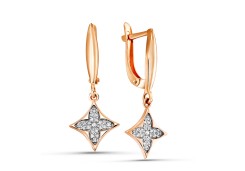 Золотые cерьги висячие с фианитом