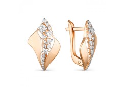 Золотые cерьги классические с фианитом