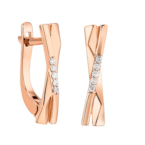 Золотые cерьги классические с бриллиантом