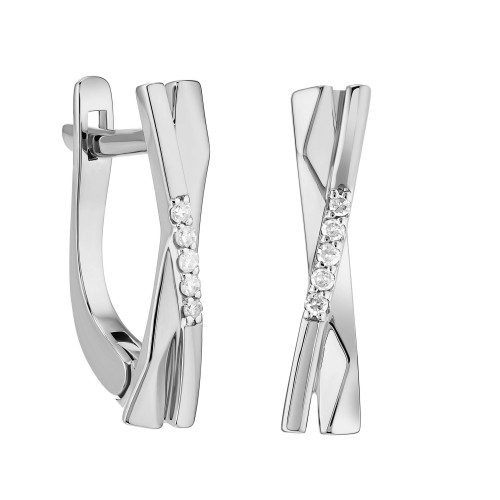 Серьги классические из белого золота с бриллиантом