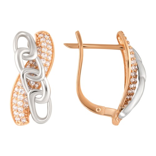 Золотые cерьги классические с фианитом