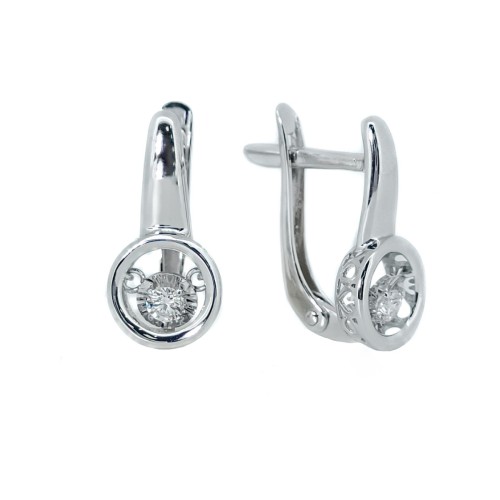 Серьги из белого золота с бриллиантом