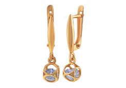 Золотые cерьги висячие с фианитом