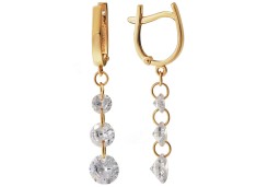 Золотые cерьги висячие с фианитом