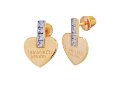 Золотые cерьги пусеты (гвоздики) с фианитом