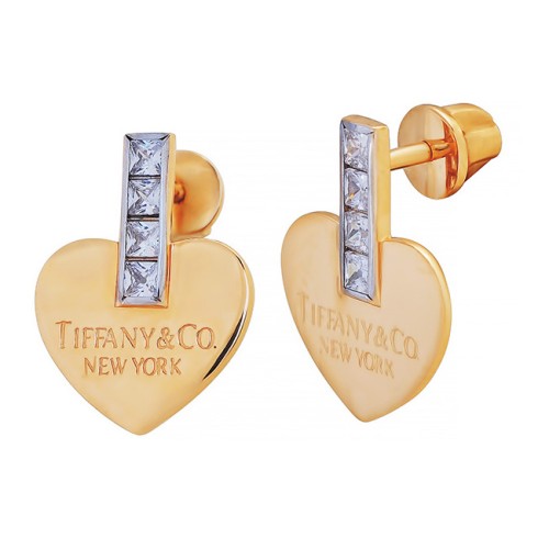 Золотые cерьги пусеты (гвоздики) с фианитом