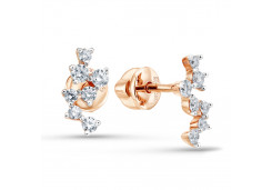 Золотые cерьги пусеты (гвоздики) с фианитом