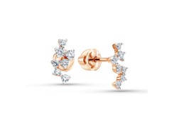 Золотые cерьги пусеты (гвоздики) с фианитом