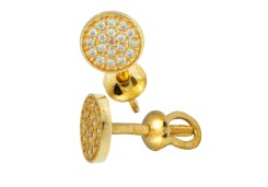 Золотые cерьги пусеты (гвоздики) с фианитом